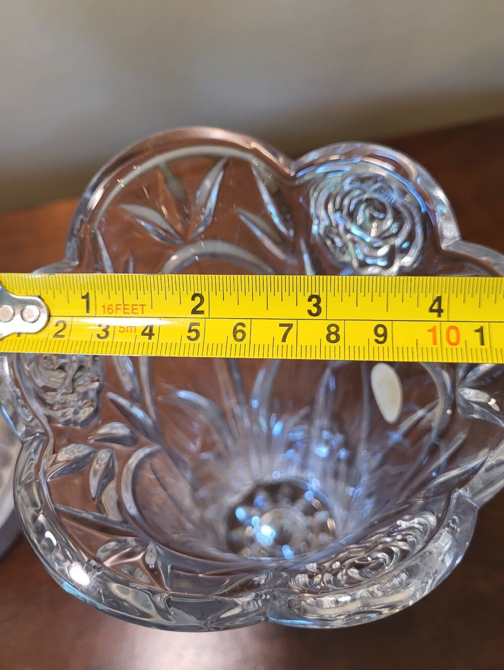 Princess House American Rose 24% Lead Crystal Tapered Candle Holder Vase Floral - Picture 6 of 7